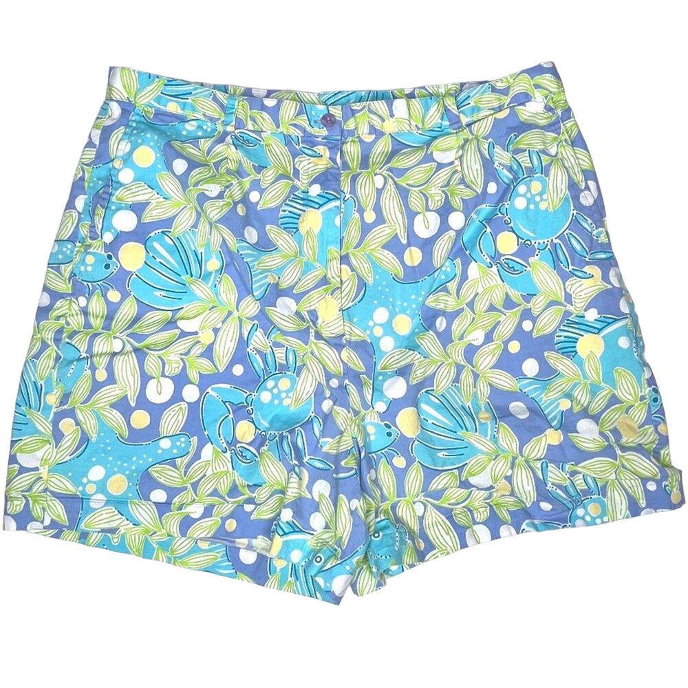 Vintage Lilly Pulitzer Sweet Blue Crabby Resort Shorts Size 14